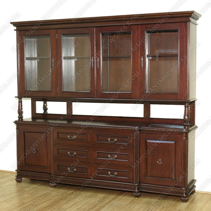 8ft Dark Mahogany Welsh Dresser China Cabinet