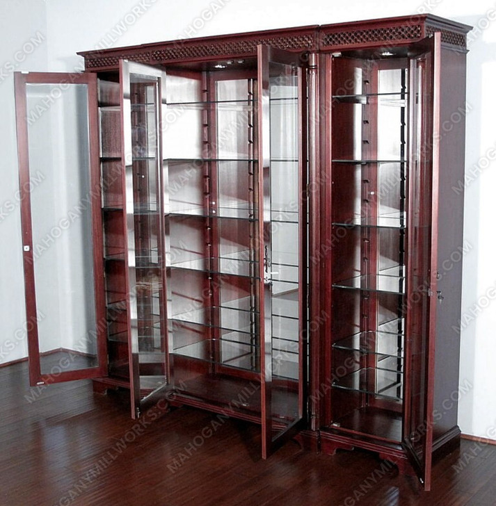 Cherry 3-Pc Glass Victorian Curio Display Cabinet