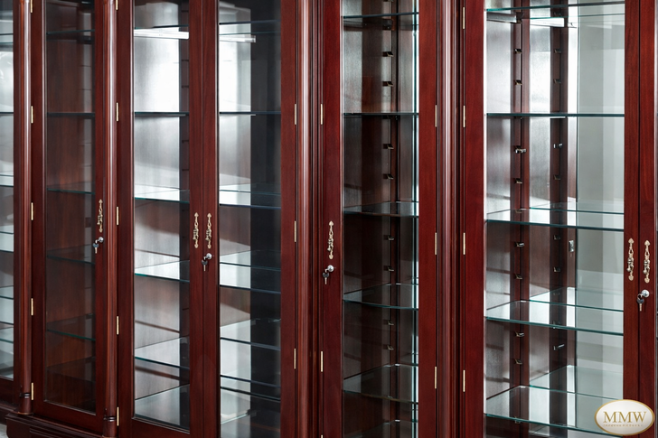 15ft Red Mahogany Victorian Glass Curio Display Cabinet