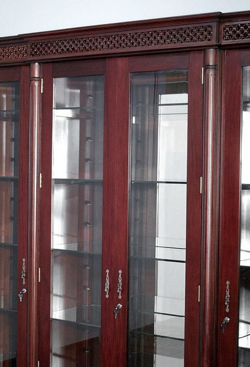 15ft Red Mahogany Victorian Glass Curio Display Cabinet