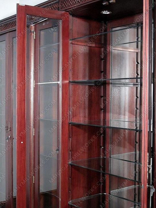 15ft Red Mahogany Victorian Glass Curio Display Cabinet