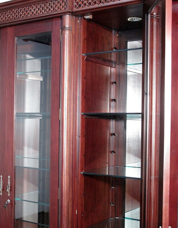 15ft Red Mahogany Victorian Glass Curio Display Cabinet
