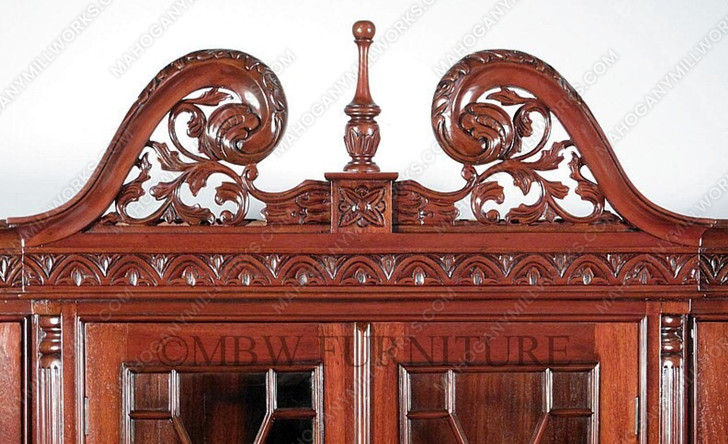 Large Cherry Chippendale Curio China Cabinet (78W x 96H)