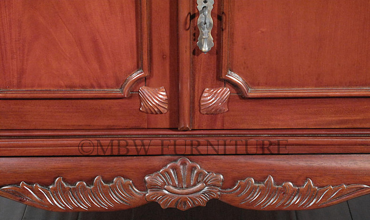 6.5ft Red Mahogany Chippendale China Cabinet