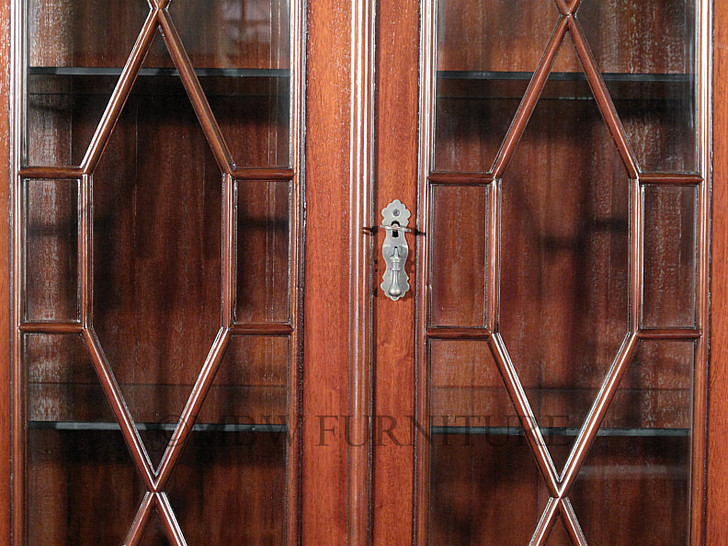 6.5ft Red Mahogany Chippendale China Cabinet