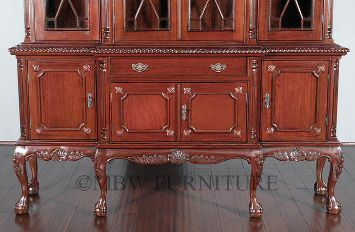 6.5ft Red Mahogany Chippendale China Cabinet