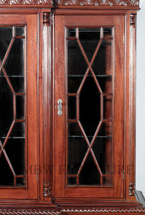 6.5ft Red Mahogany Chippendale China Cabinet