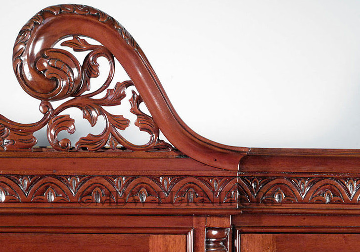 6.5ft Red Mahogany Chippendale China Cabinet