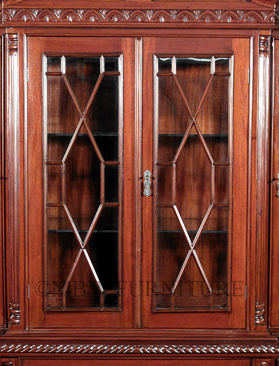 6.5ft Red Mahogany Chippendale China Cabinet