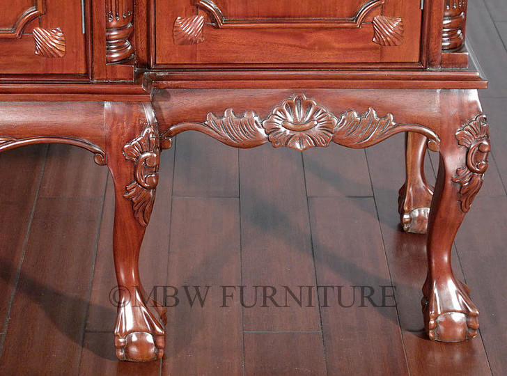6.5ft Red Mahogany Chippendale China Cabinet