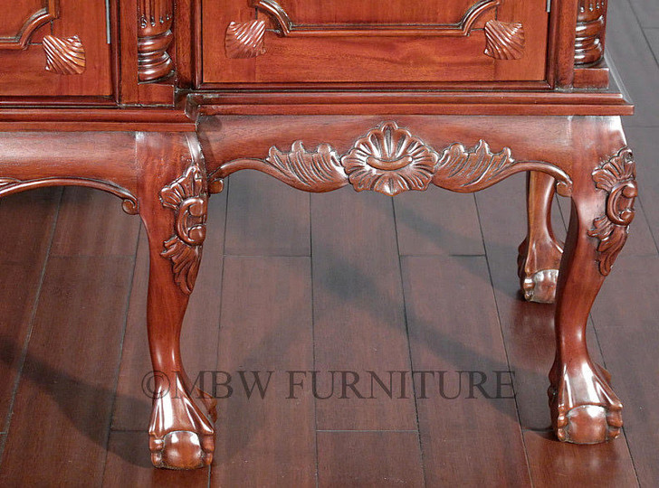 6.5ft Red Mahogany Chippendale China Cabinet