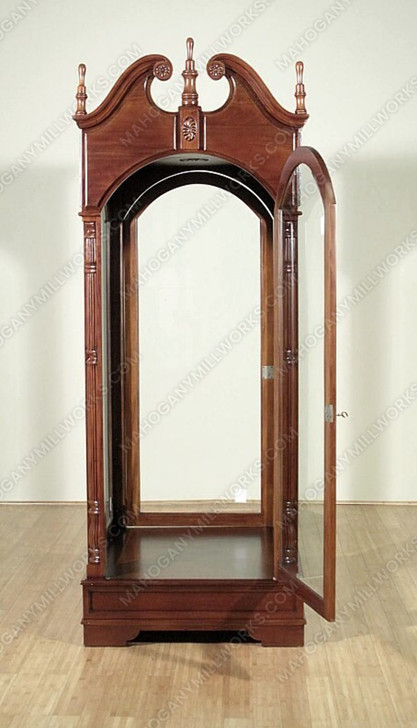 Light Walnut Victorian Curio Display Cabinet