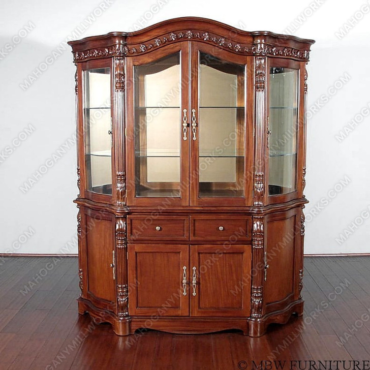 Solid Mahogany China Cabinet Curio Display Cabinet