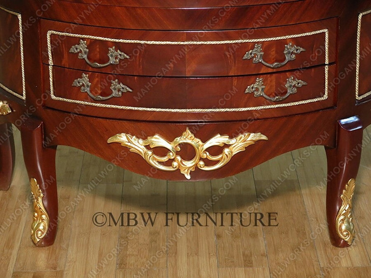 Solid Mahogany Mirrored Back Demilune Curio Cabinet