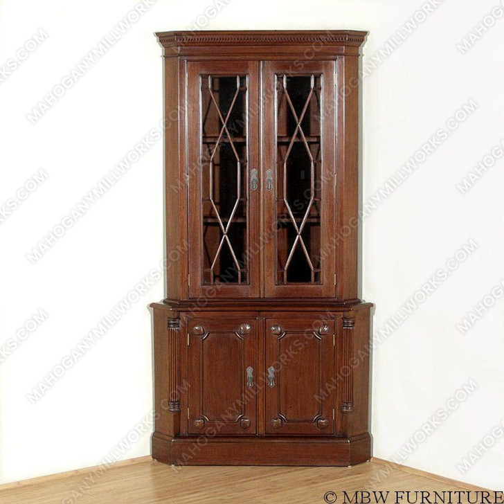 Solid Mahogany 2 Door Corner Cabinet