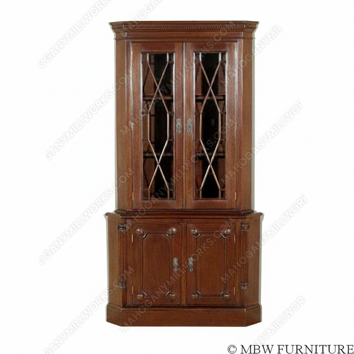 Solid Mahogany 2 Door Corner Cabinet