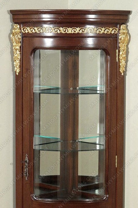 Walnut French Louis Corner Curio Cabinet