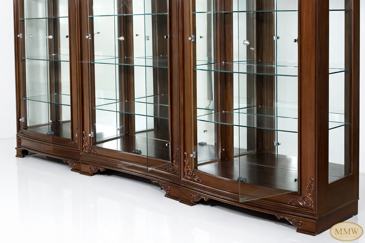 10ft Mahogany/Glass Sectional Display Cabinet