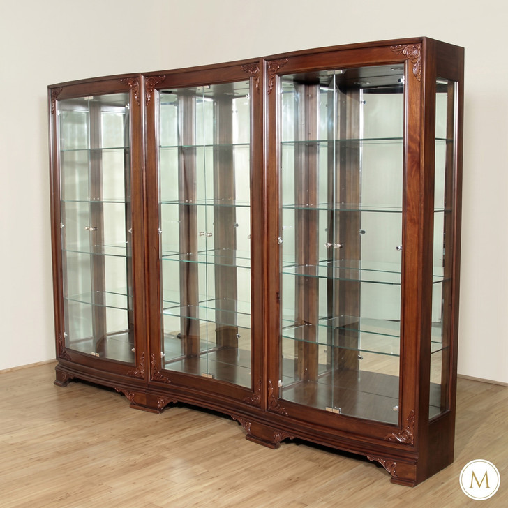 10ft Mahogany/Glass Sectional Display Cabinet