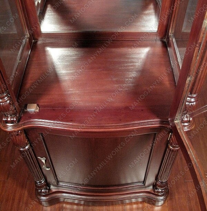 Solid Mahogany Victorian Curio Display Cabinet w/ Mirrored Back