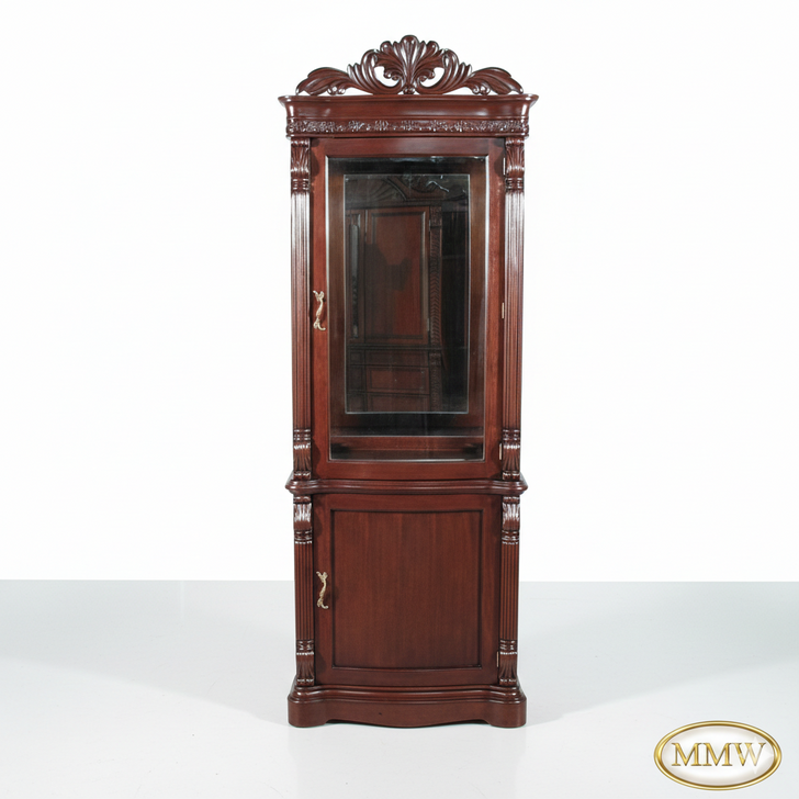 Tall Mahogany Curio Display Cabinet
