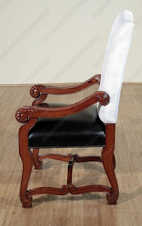 Cherry Black Leather Dining Arm Chair