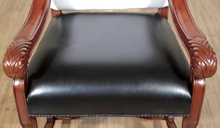 Cherry Black Leather Dining Arm Chair