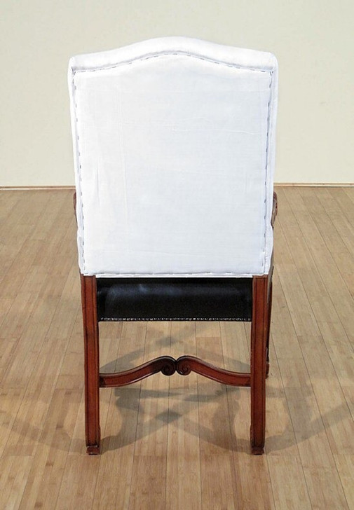 Cherry Black Leather Dining Arm Chair