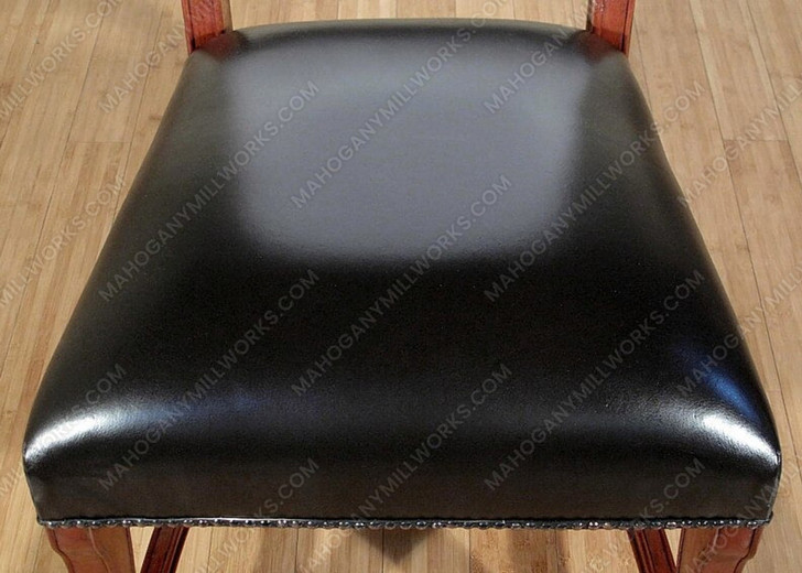 Cherry Black Leather Dining Side Chair