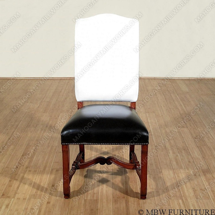 Cherry Black Leather Dining Side Chair