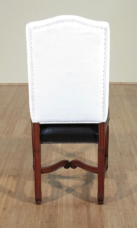 Cherry Black Leather Dining Side Chair