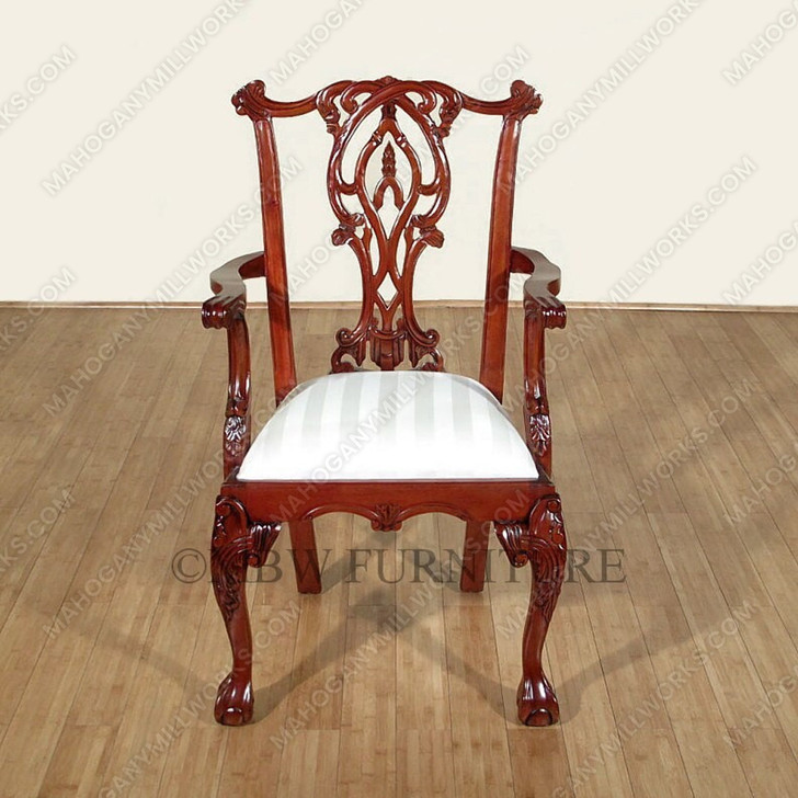 Cherry Finish Chippendale Dining Arm Chair