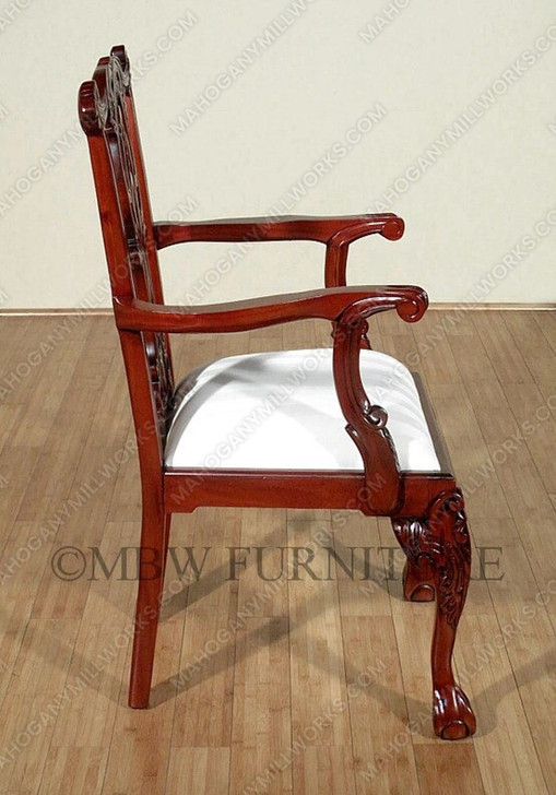 Cherry Finish Chippendale Dining Arm Chair