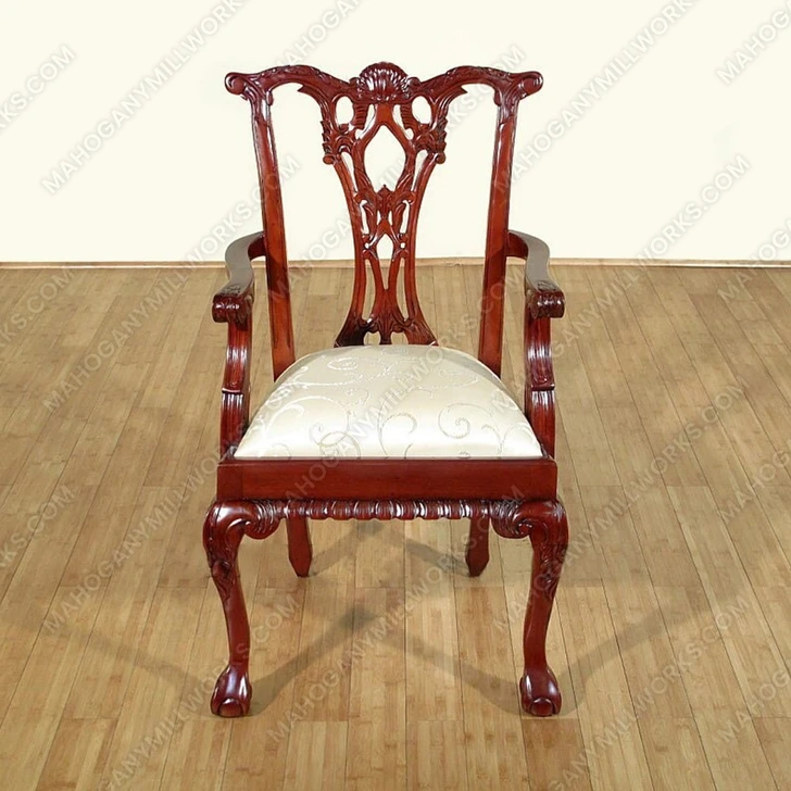 Cherry Stain Chippendale Dining Arm Chair