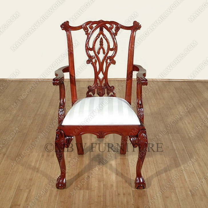 Cherry Chippendale Dining Chairs Set (8)