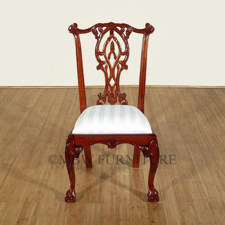 Cherry Finish Chippendale Dining Chairs Set (8)
