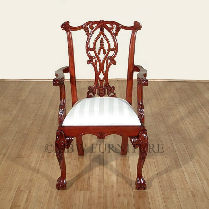 Cherry Finish Chippendale Dining Chairs Set (8)