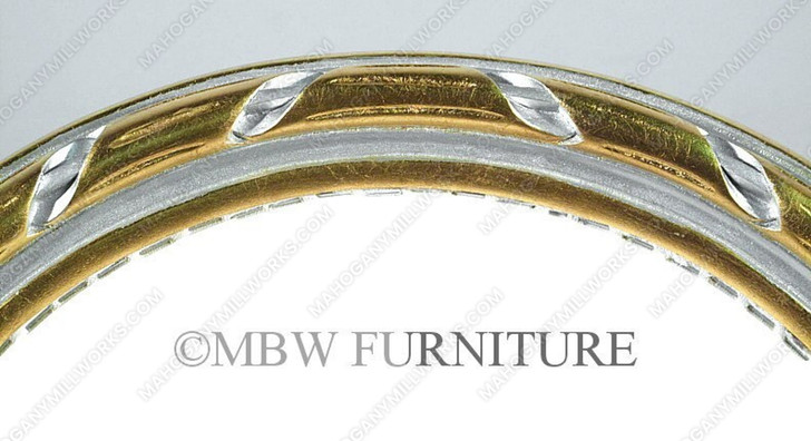 Silver Gold French Style Balloon Back White Muslin Side Chairs (2)