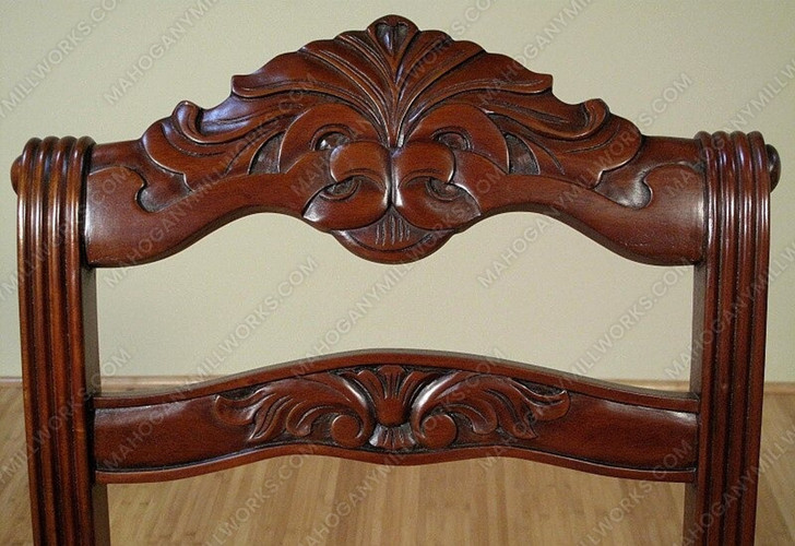 Pair 2 Solid Mahogany Ladder Back Leather Dining Side Chairs