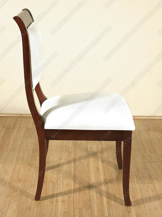 Pair of 2 Solid Dark Cherry Upholstered Cream Dining Side Chairs