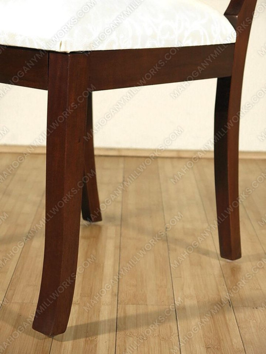 Pair of 2 Solid Dark Cherry Upholstered Cream Dining Side Chairs