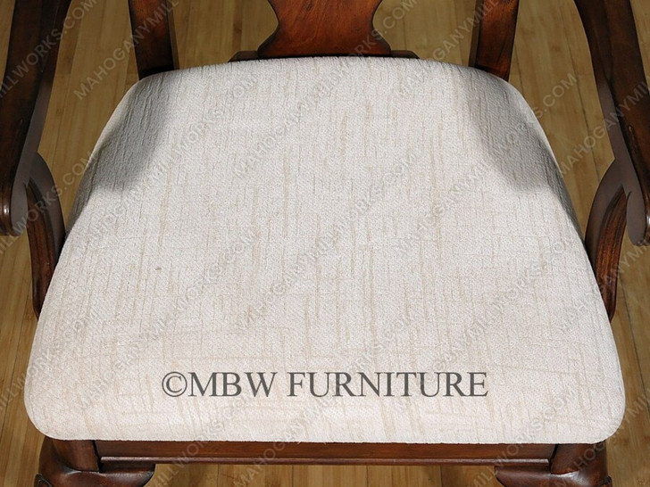 Pair of 2 Mahogany Chippendale Cream Dining Arm Chairs