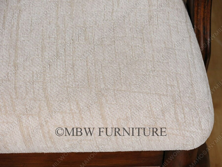 Pair of 2 Mahogany Chippendale Cream Dining Arm Chairs