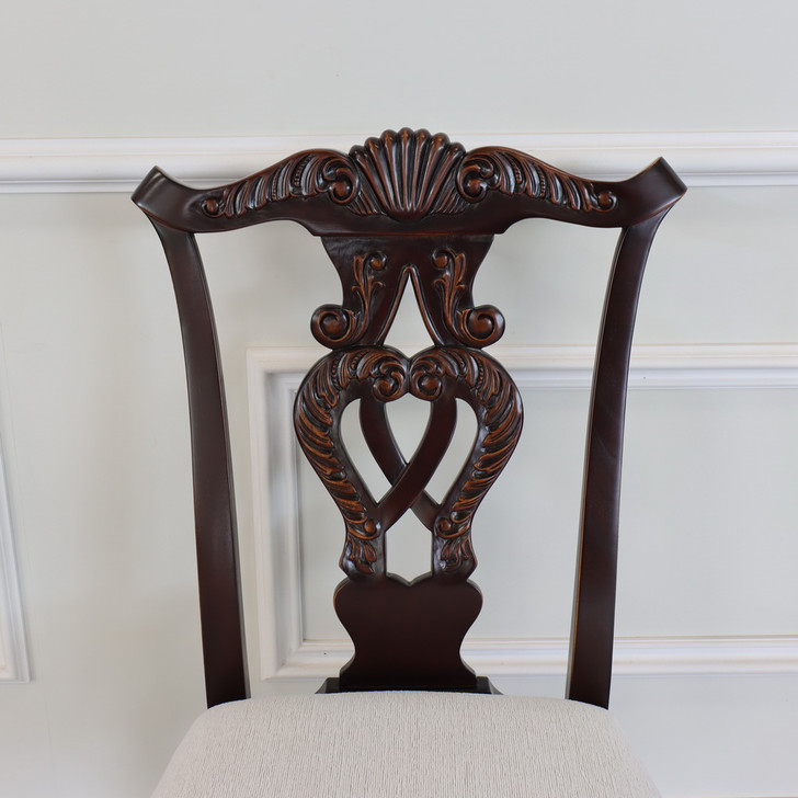 Dark Mahogany Chippendale Dining Side Chairs (4)