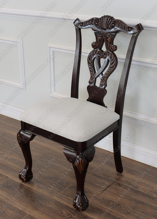Dark Mahogany Chippendale Dining Side Chairs (4)