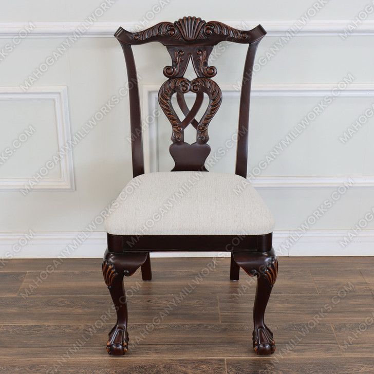 Dark Mahogany Chippendale Dining Side Chairs (4)