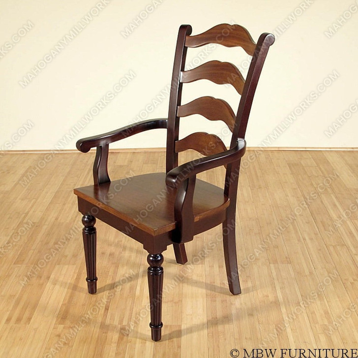 Mahogany Ladder-Back Dining Arm Chairs (2)