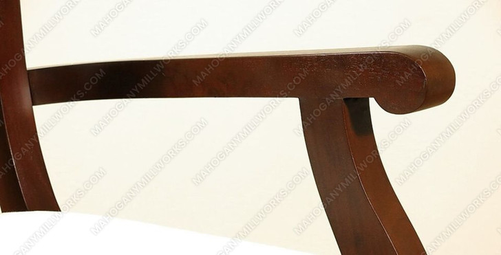 Pair of 2 Solid Dark Cherry Upholstered Cream Dining Arm Chairs