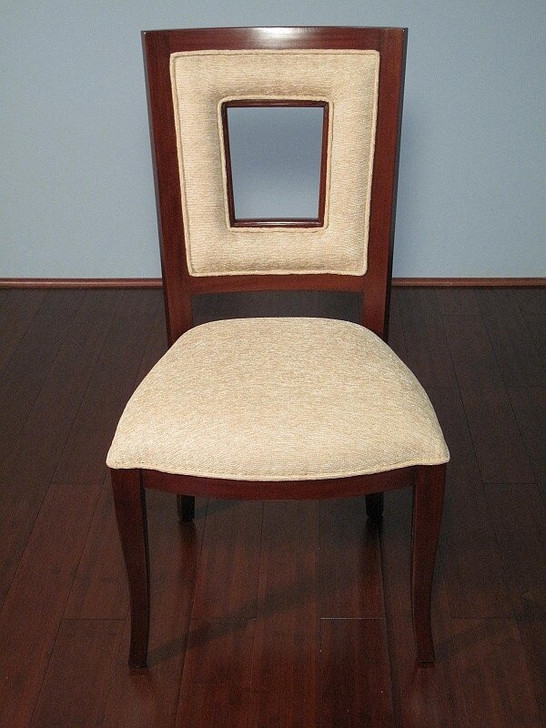 Pair of 2 Solid Mahogany Art Deco Upholstered Dining Side Chairs