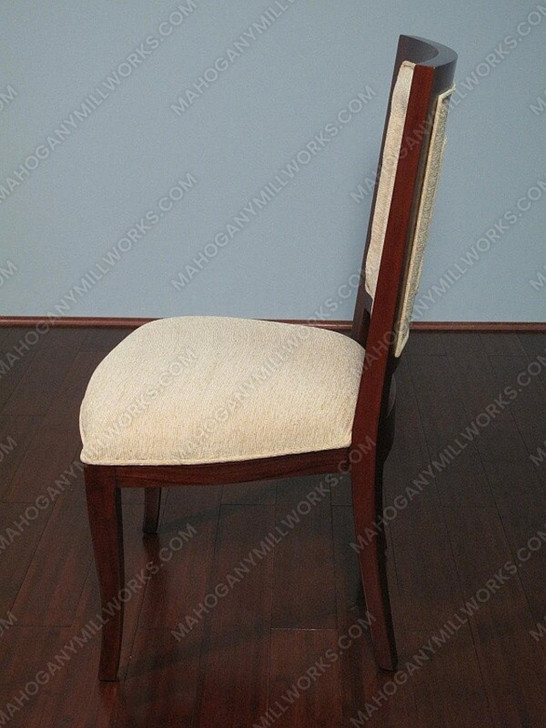 Pair of 2 Solid Mahogany Art Deco Upholstered Dining Side Chairs